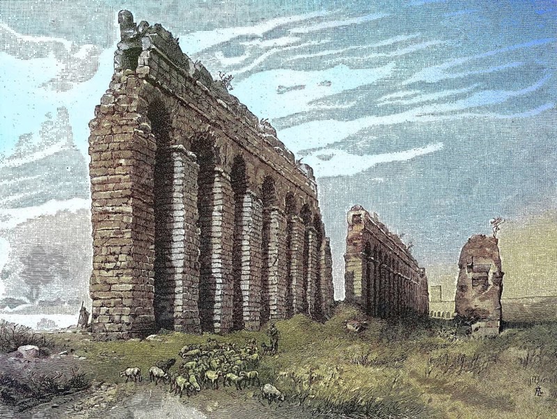 Remains of a Roman aqueduct in the Campagna