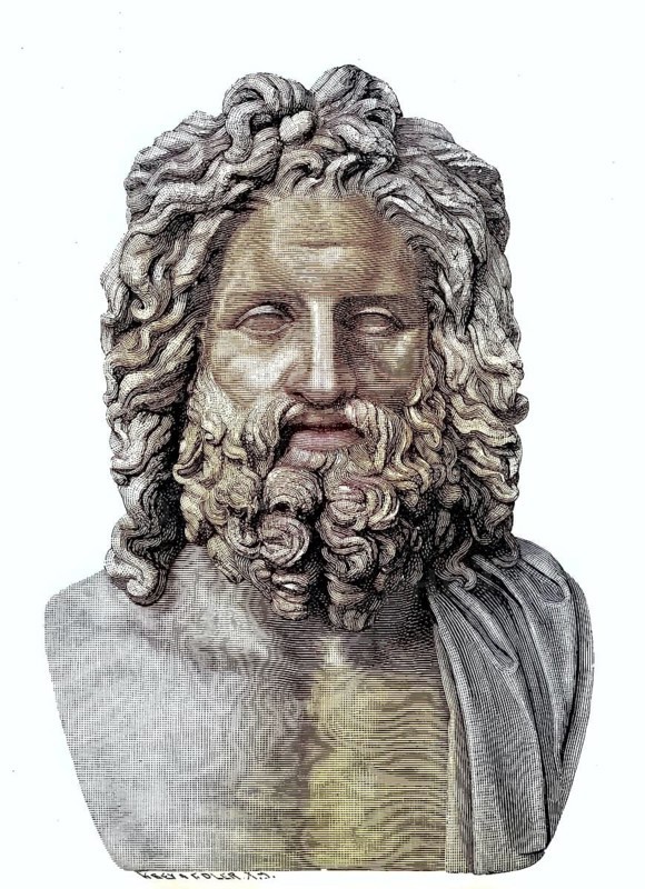 The ancient marble bust of Zeus of Otricoli is in the Vatican in Rome
