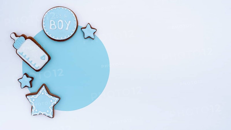 Top view cute little baby boy accesories