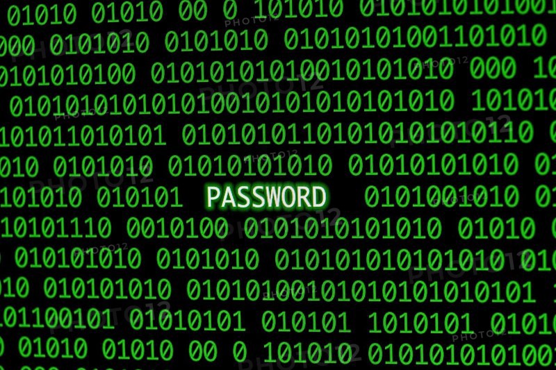 Front view password with binary code