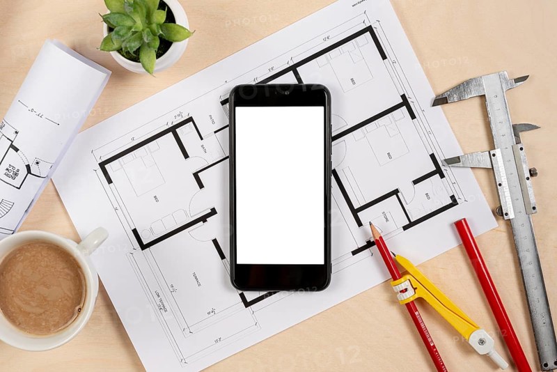 Top view phone top architectural plan
