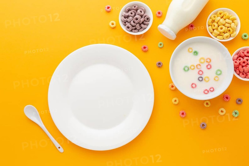 Top view tasty breakfast with copy space
