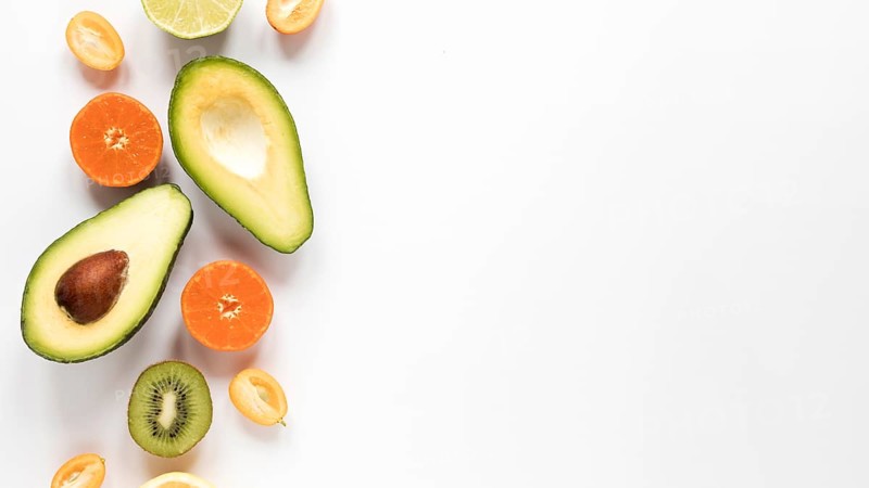 Top view organic avocado with copy space