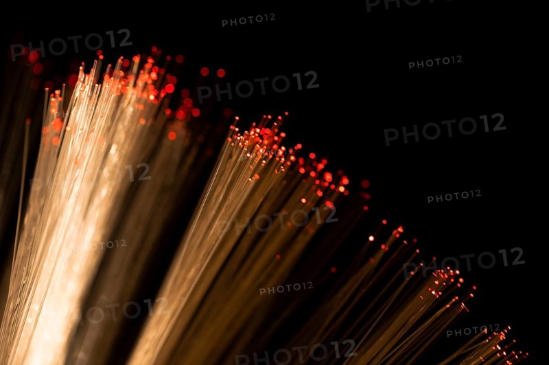 Close up optical fiber with red spots