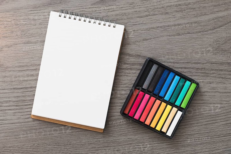 Pastel near sketchbook