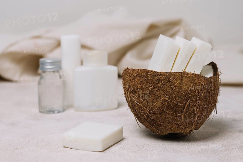 Coconut soap bars coconut bowl with oils