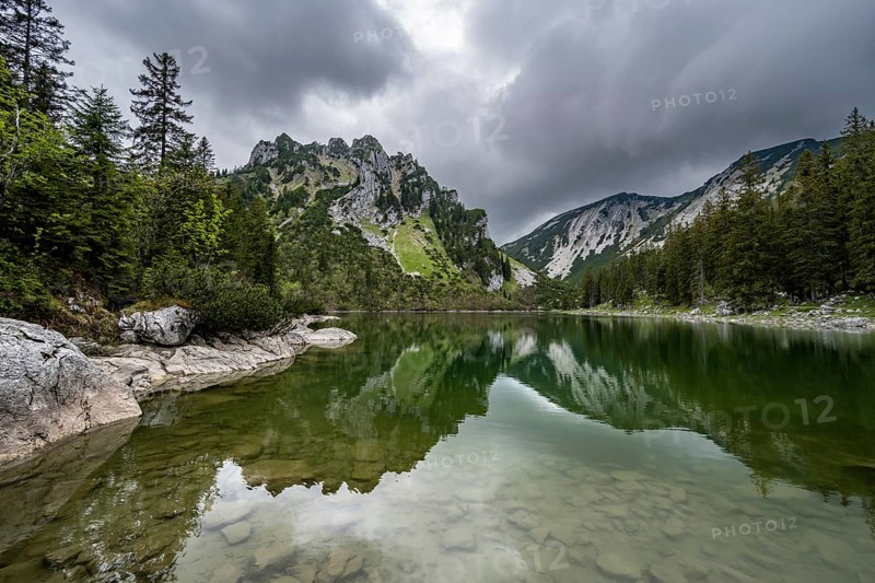 Mountain peak reflected in a mountain lake