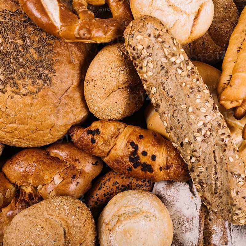 Close up whole grain baked breads