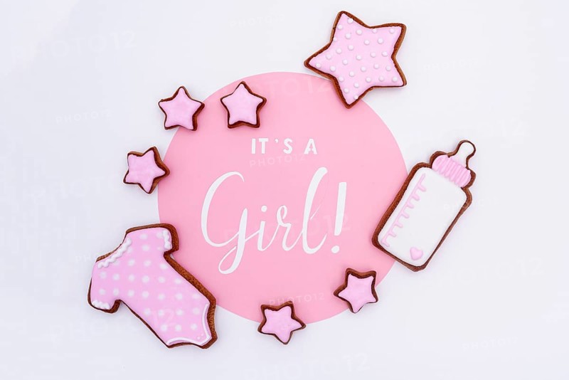 Top view cute little baby girl accesories