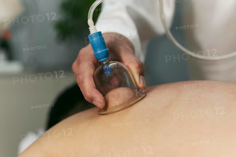 Close up man suction cups session