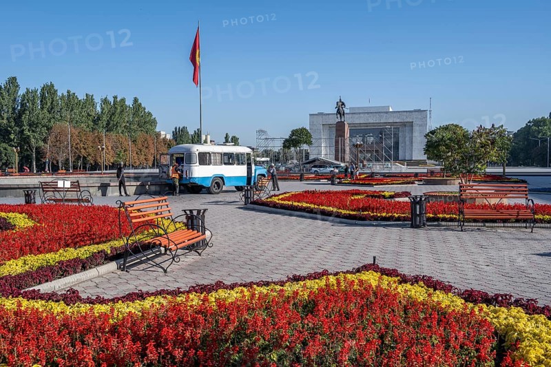 Ala Too Square decorated with flowers