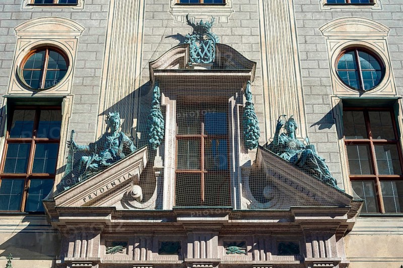 West front of the Residenz with the figures Prudenzia