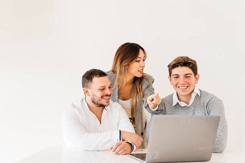 Colleagues teaching trainee office