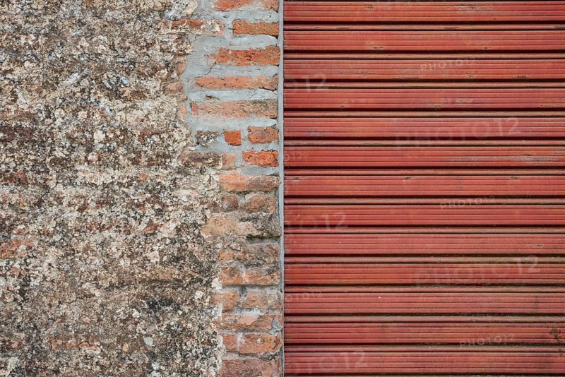 Combination gravel wall rolling shutter background