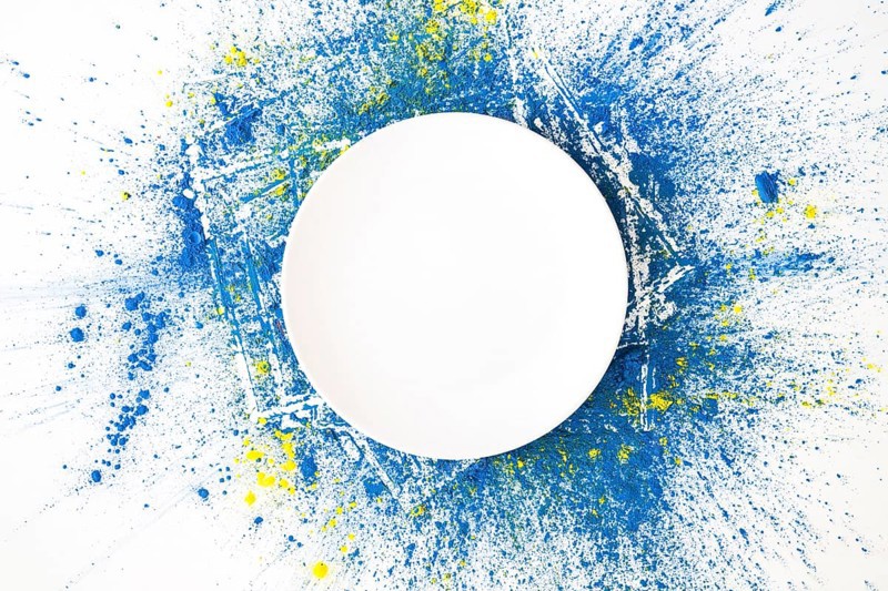 White circle azure yellow bright dry colors