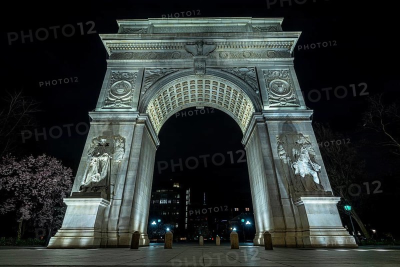 The Washington Square Arch is a marble triumphal arch built in 1892 in Washington Square Park in the Greenwich Village neighborhood of Lower Manhattan in New York City. It celebrates the centennial of George Washington's inauguration as President of the United States in 1789