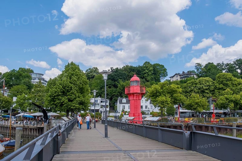 Mooring bridge and old lighthouse Pagensand-Sued