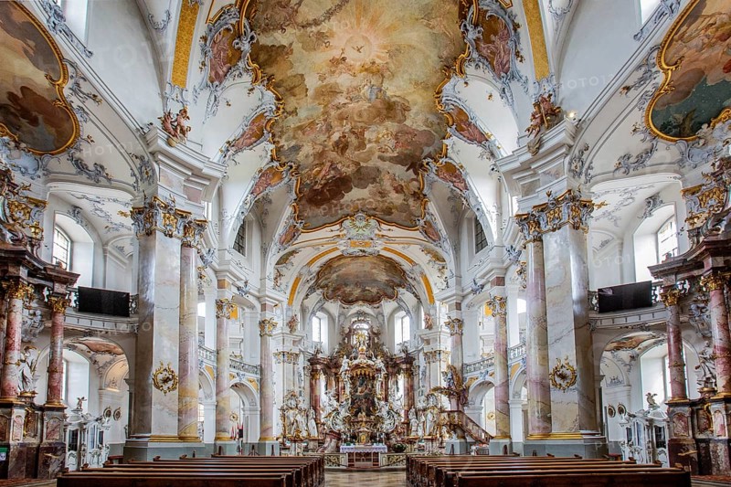 Interior of the pilgrimage church Basilica Vierzehnheiligen