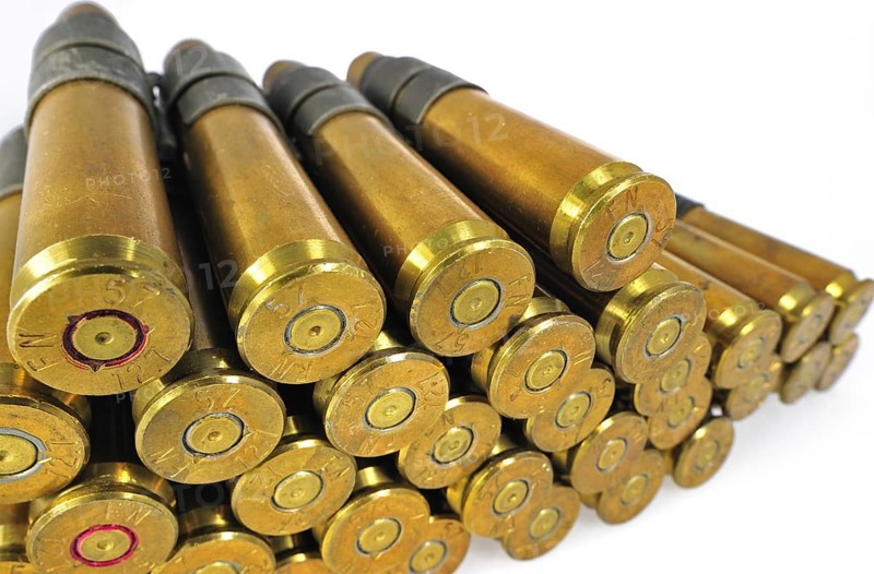 M2 Browning .50 Caliber Machine Gun cartridges in ammunition belt made by FN Herstal