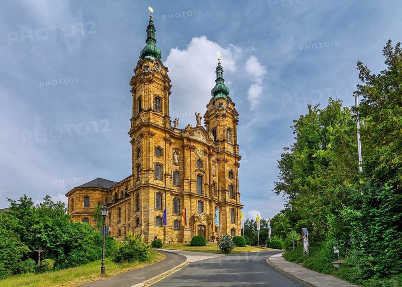 Portal with towers of the pilgrimage church Basilica Vierzehnheiligen
