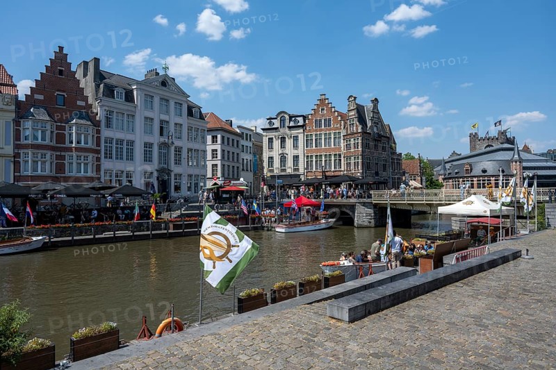 Medieval Guild Houses of the Korenlei Quay on the River Leie