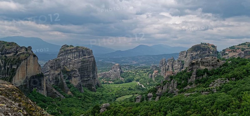 Rock panorama of Meteora and the monasteries of Agios Nikolaos Anapafsas