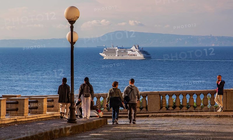 Sea view terrace with cruise ship