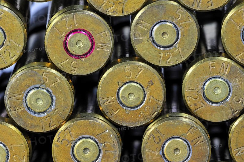 M2 Browning .50 Caliber Machine Gun cartridges in ammunition belt made by FN Herstal