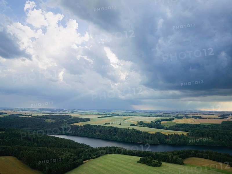 Thunderclouds over the Klingenberg Dam in the Ore Mountains