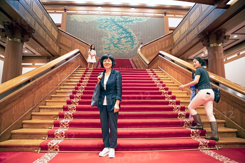 Red Staircase and South Korean Map in the Blue House or Cheongwadae