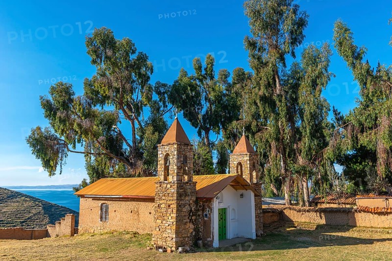 Stone church with double tower