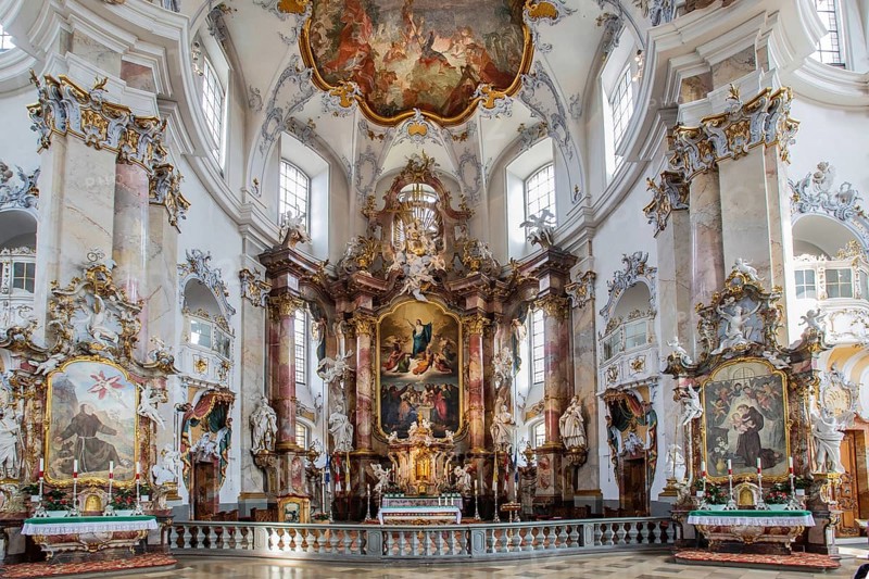 Interior of the pilgrimage church Basilica Vierzehnheiligen