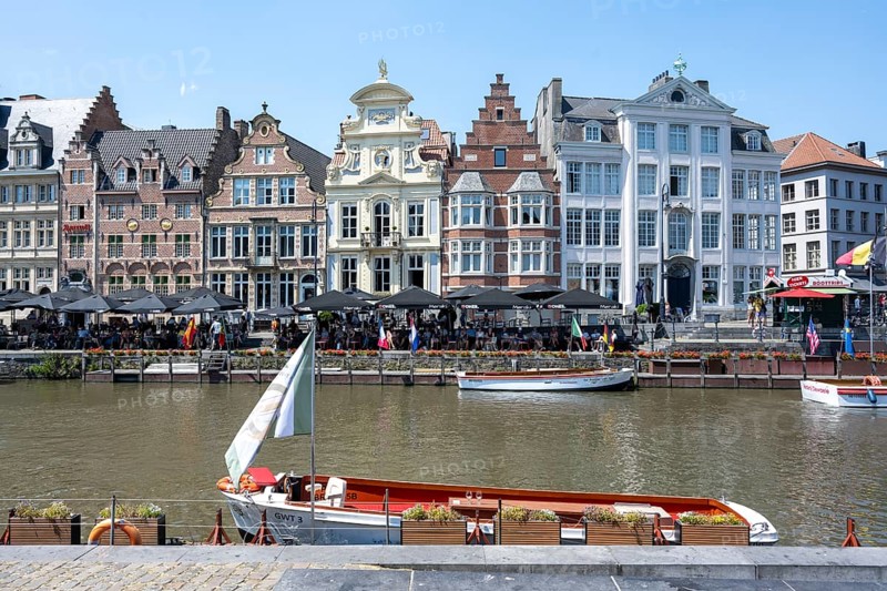 Medieval Guild Houses of the Korenlei Quay on the River Leie
