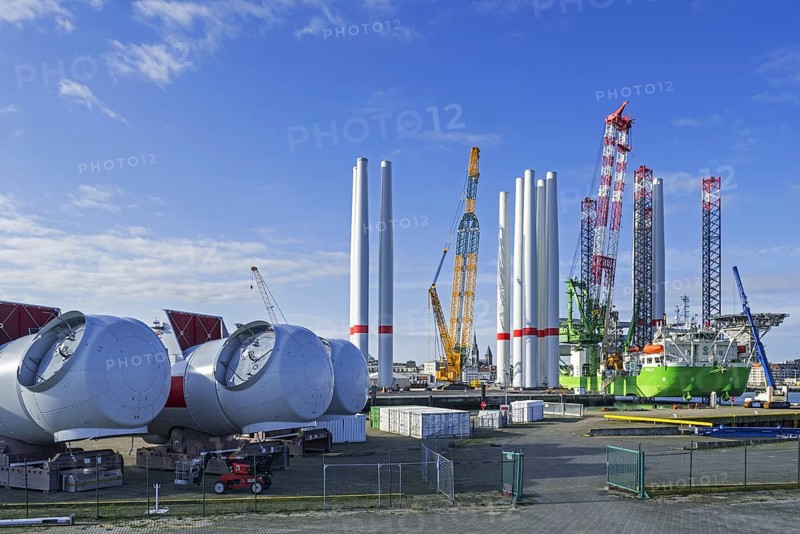 Installation vessel Apollo moored at REBO heavy load terminal in Ostend port