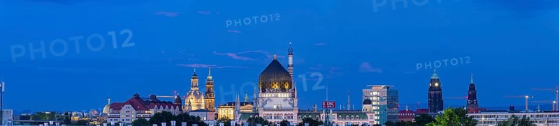Evening sky at blue hour over Dresden with Fama