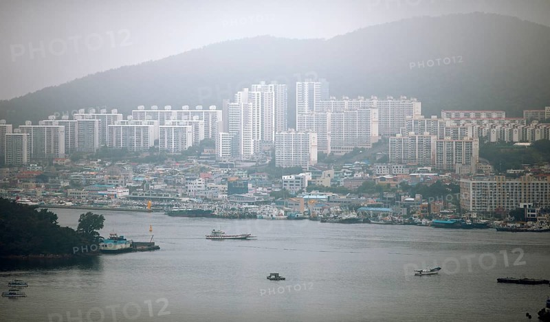 Yeosu city view in the morning mist