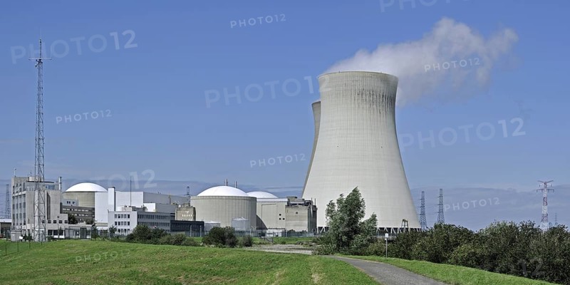 Cooling towers of the Doel Nuclear Power Station along the river Scheldt at Kieldrecht