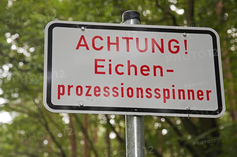 Warning sign in German for Oak Processionary