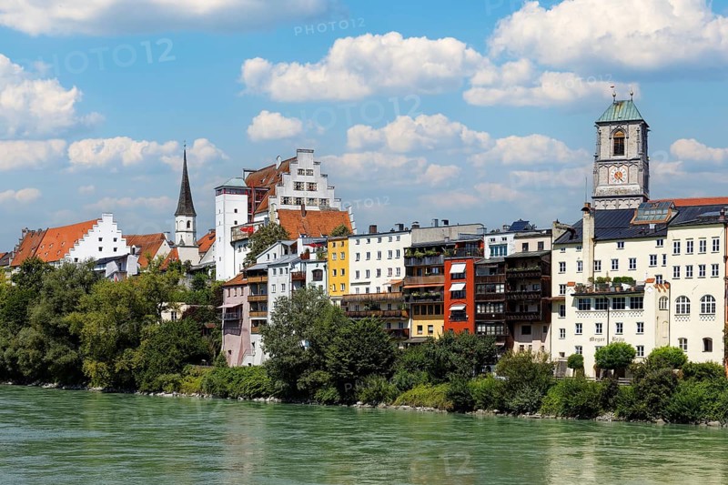 Old town houses on the banks of the Inn