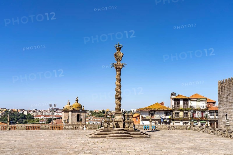 Pelourinho stone monument in the square in front of Terreiro da Se Cathedral