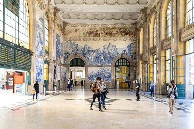 Porch of the Porto Sao Bento railway station in Porto