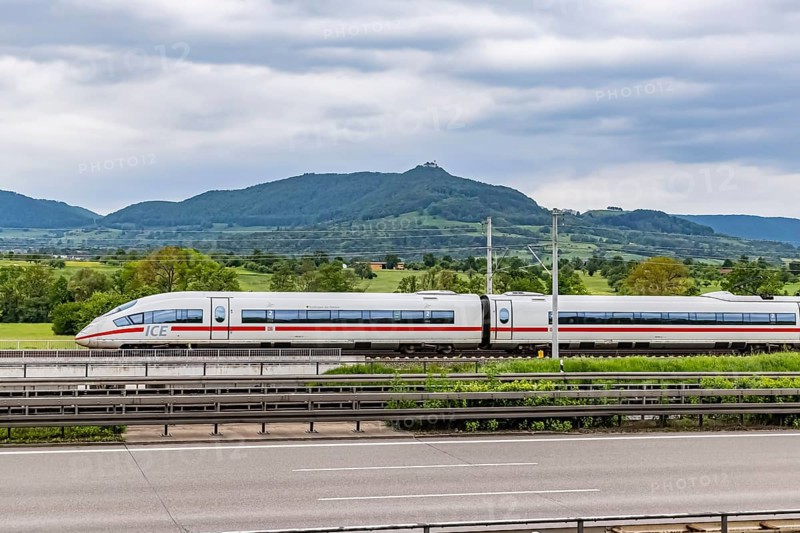 ICE of Deutsche Bahn AG underway on the new Wendlingen to Ulm line