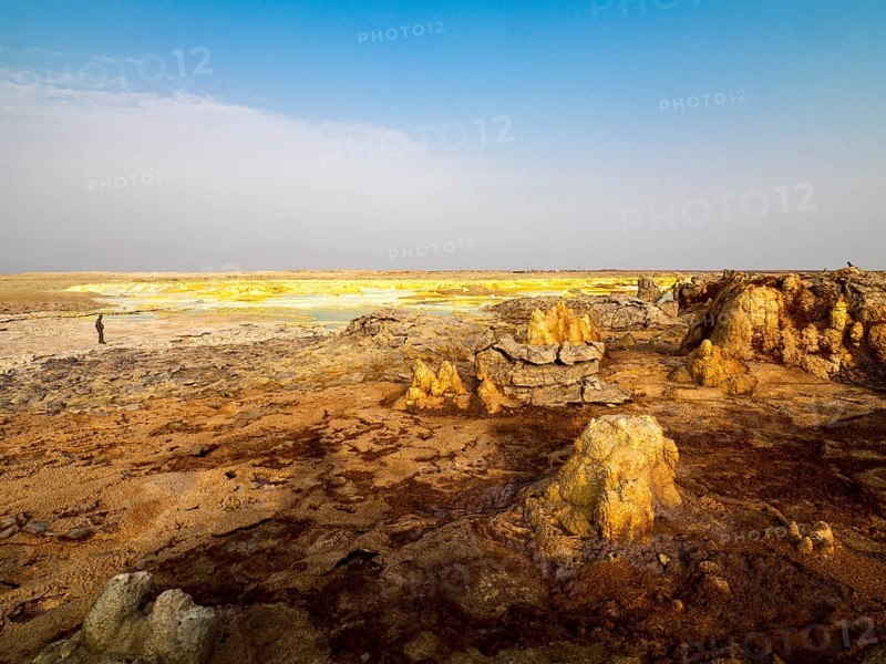 Geothermal area with sulphur deposits and acidic brines