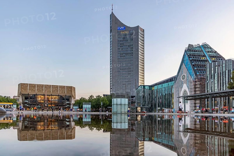 City view of Leipzig in the evening