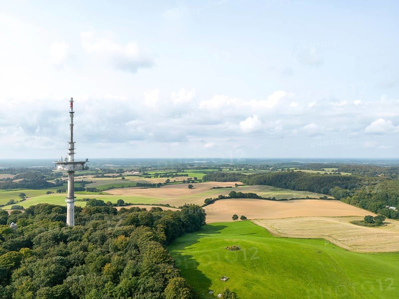 Aerial view of Bungsberg telecommunications tower and Elisabethturm
