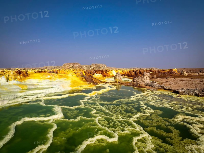 Geothermal area with sulphur deposits and acidic brines