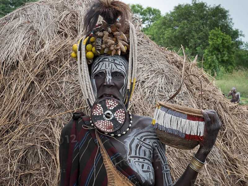 Woman of the Mursi tribe with lip plate