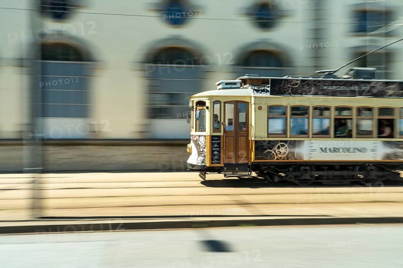 Historic tram Electrico in motion