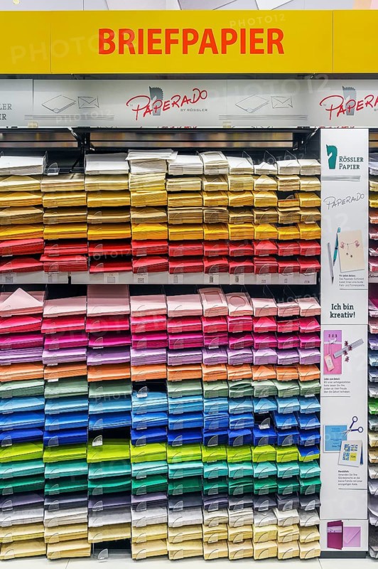 Colourful stationery in a department store