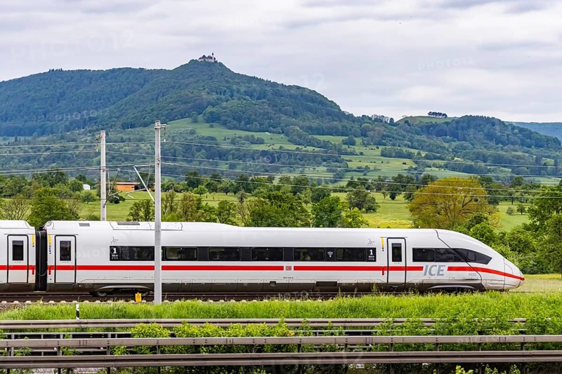 ICE of Deutsche Bahn AG underway on the new Wendlingen to Ulm line